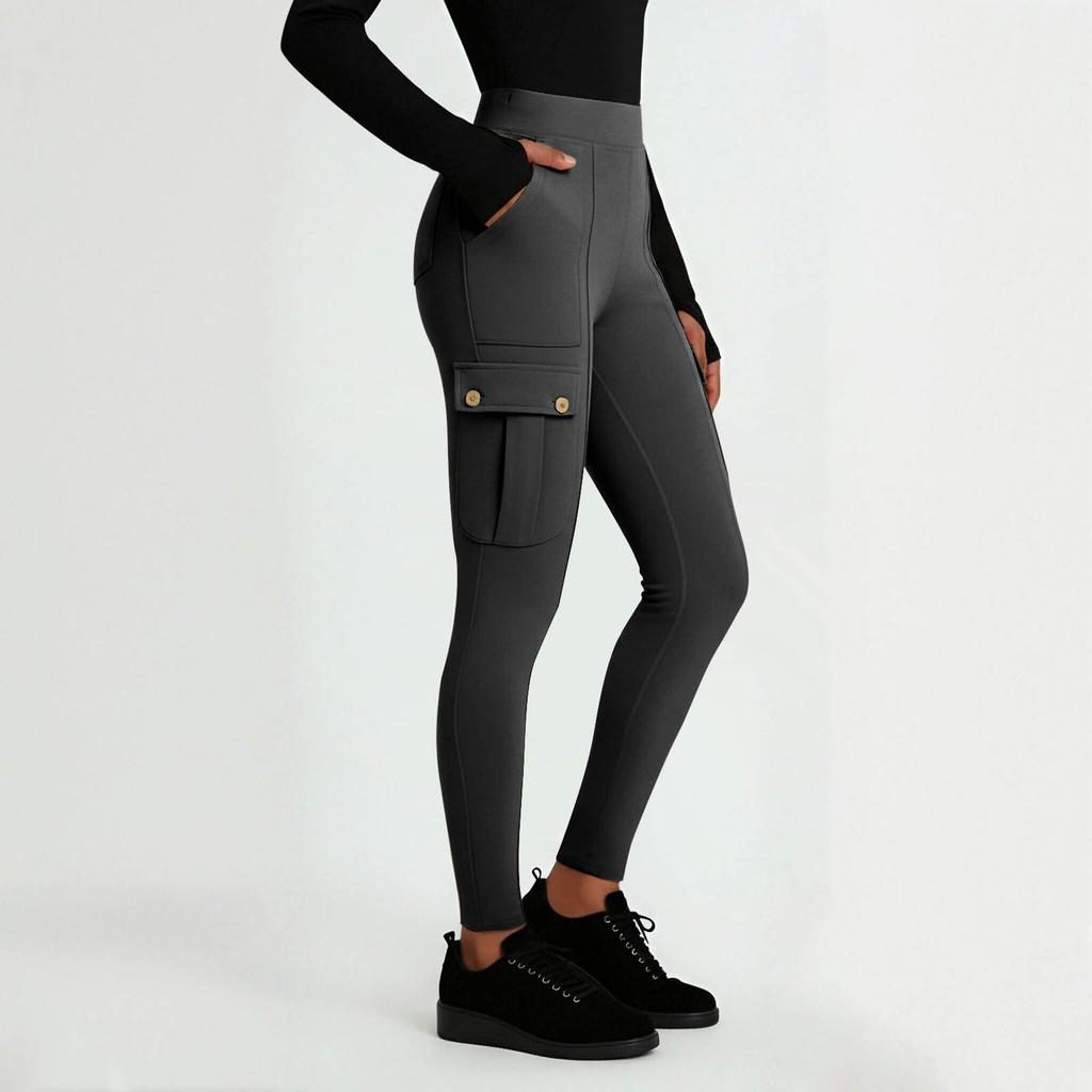 Dámské módní prodyšné jógové kalhoty s kapsou na knoflík na boku, legíny s pocitem nahoty, úzké, přiléhavé