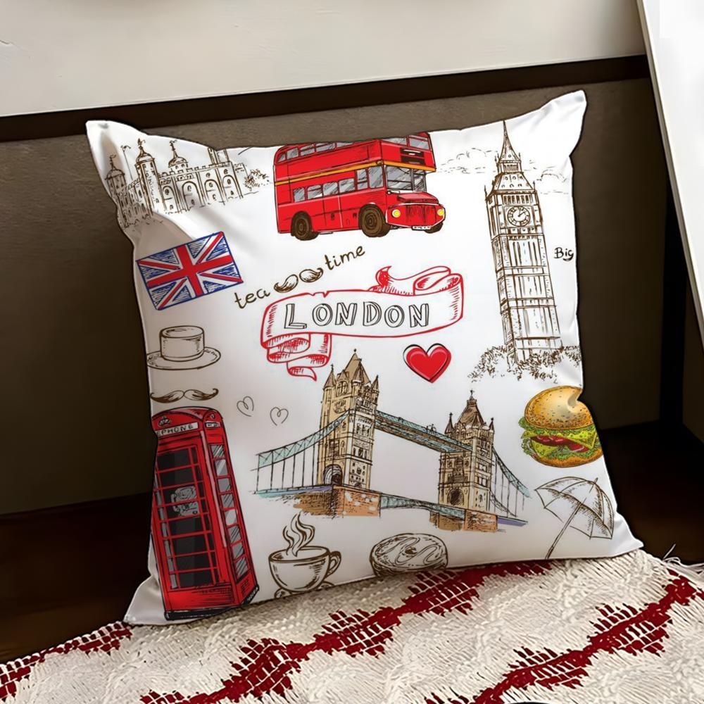 LOVE England Printed Cushion Cover Reversible Soft Durable Pillow Cover Home  Car MultiScene Use for Daily Comfort