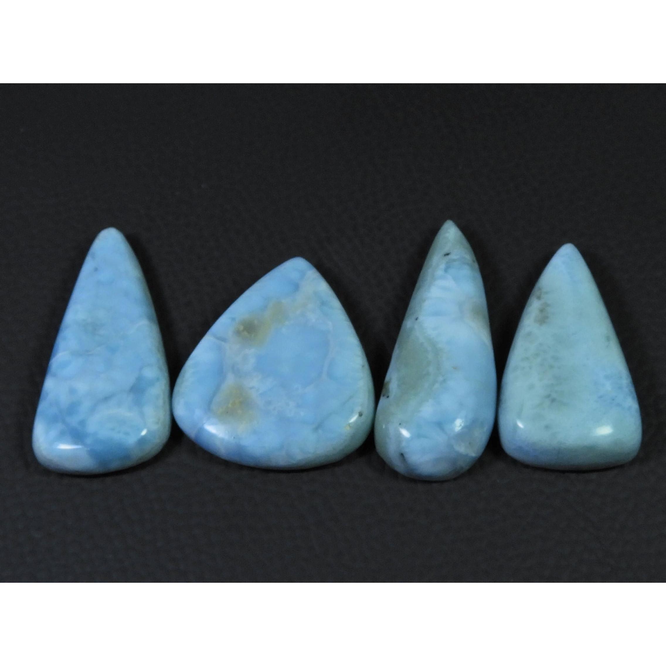 193Cts. Natural Larimar Pectolite Mix Cabochon Loose Gemstone 04 Pcs Lot C-823