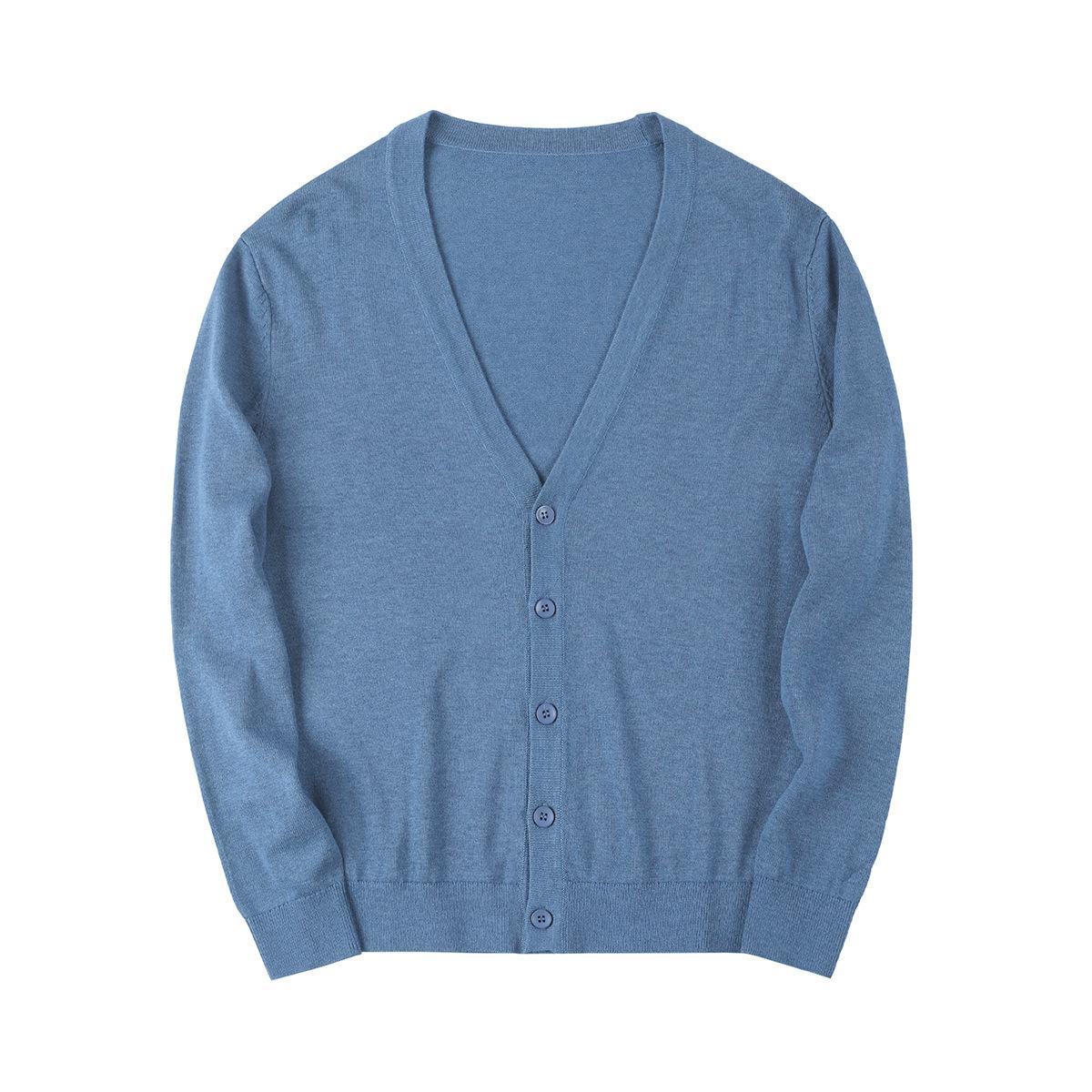 Весенняя элегантная мужская зимняя вязаная одежда 2024 года свитер холодная блузка винтажный хлопок корейский стиль повседневное пальто деловой кардиган для мужчин 3XL синий 3698₽