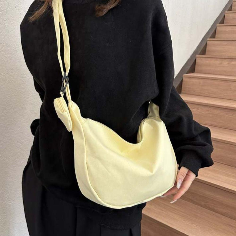 Geantă de umăr ușoară în stil coreean Culoare crem Geantă simplă tip gălușcă Femei