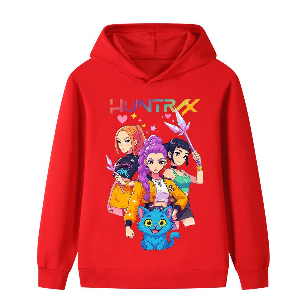 B1233 Kids Boys Girls Kpop Rumi Zoey Mira Print Long Sleeves Hoodie