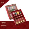 4 Unids / set Regalo de Navidad Cucharas de Café de Acero Inoxidable Decoración de Mesa de Navidad para el Hogar Cuchara de Postre Tenedor de Fruta Cuchara Alce Juego de Cubiertos de Árbol de Navidad