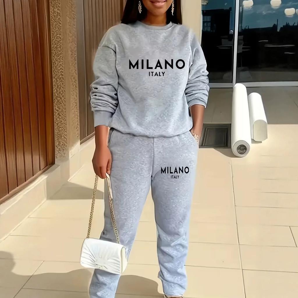 1116 European and American new women's clothing, fashionable and casual versatile 1D printing loose crew neck sweater women's suit