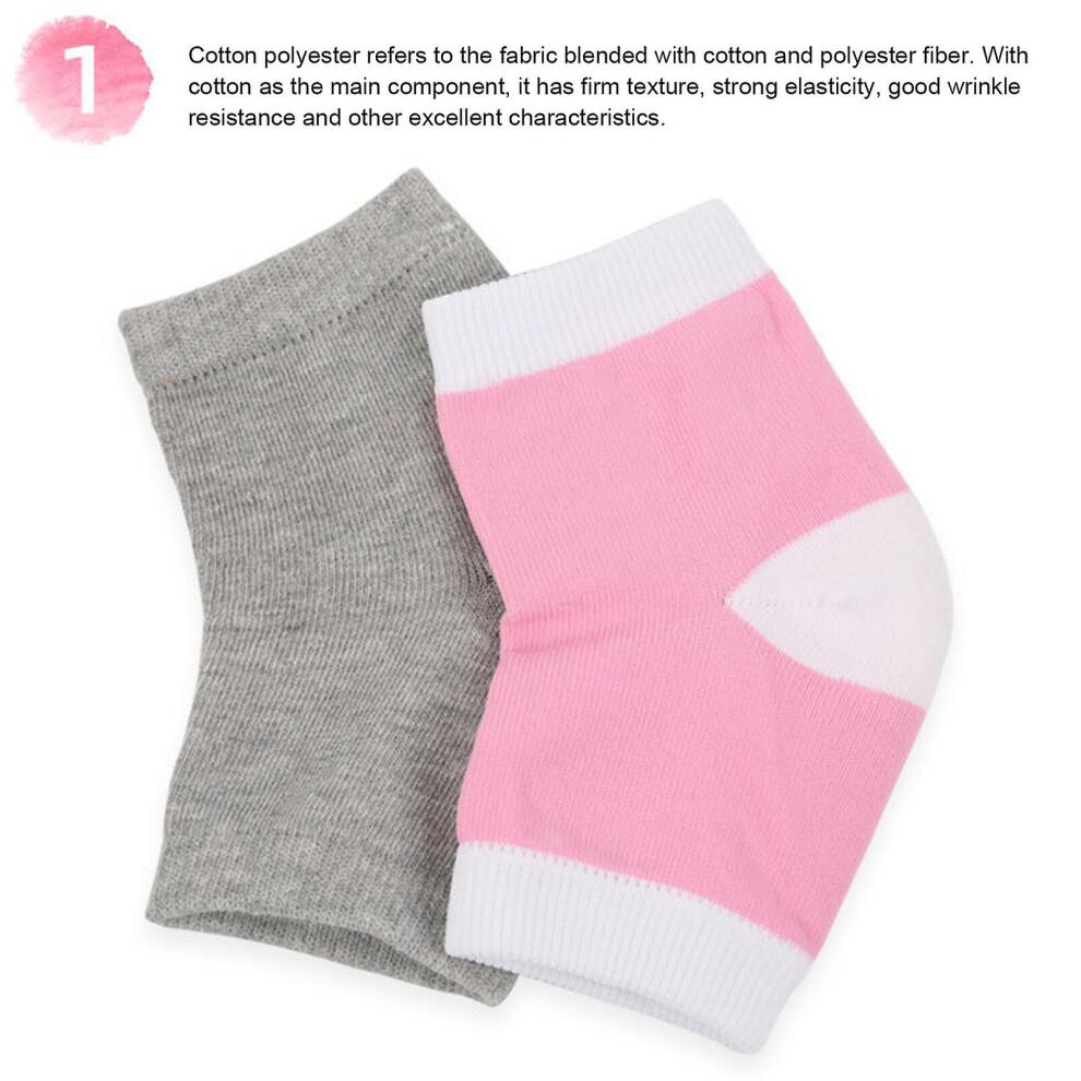 (White) Heel Anti Crack Sleeve With Gel Moisturizer For Overnight Treatment - Gray Half Socks