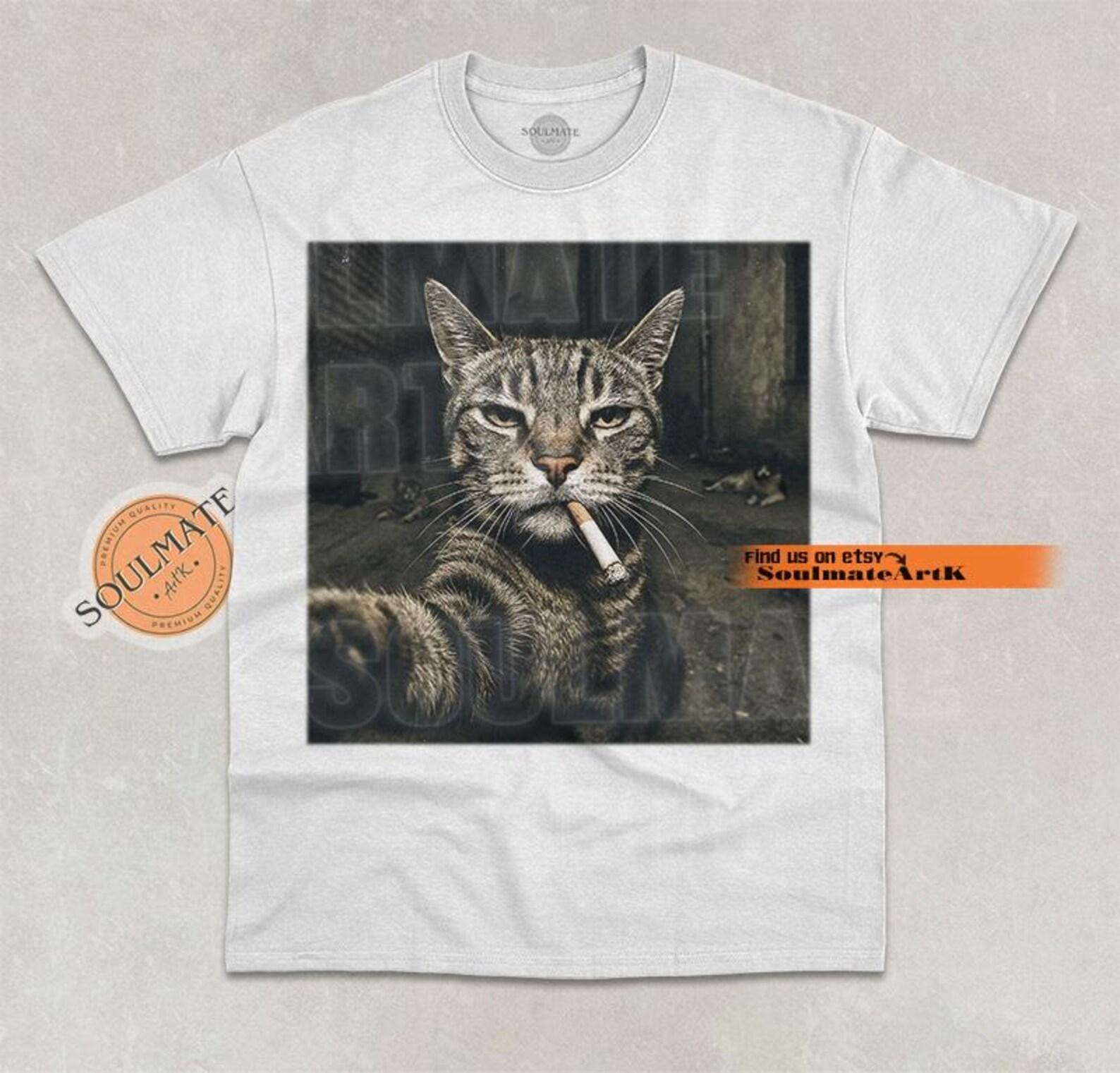 Funny Gangster Cat Shirt, Vintage Joke Cat Tshirt, Cat Lover T-shirt, Meme T-shirt, Unisex Graphic Tee S