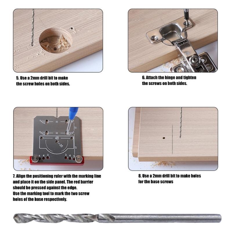 Woodworking Concealed Hinge Jig Kits 35mm Hinge Hole Template Jig Woodworking Drilling Locator Hole Cutter Guide