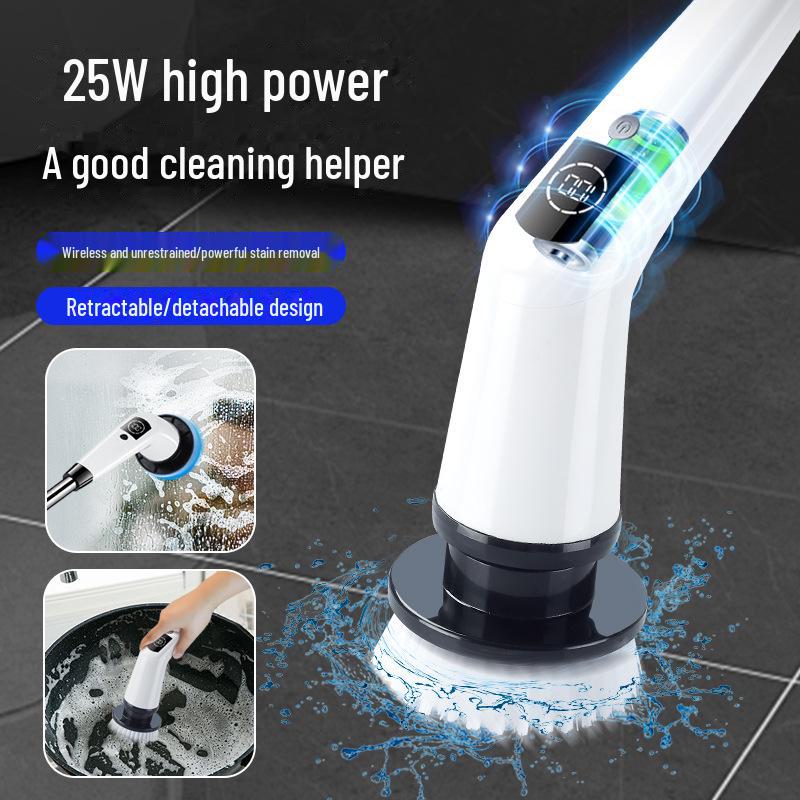 Electric Multi-Function Scrubber with Replaceable, Extendable Heads for Floor Cleaning