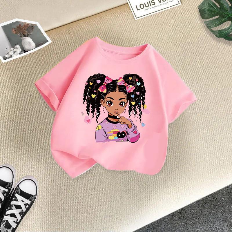 Girls' Cartoon Print Casual Round Neck Short-Sleeve T-Shirt - Summer Collection
