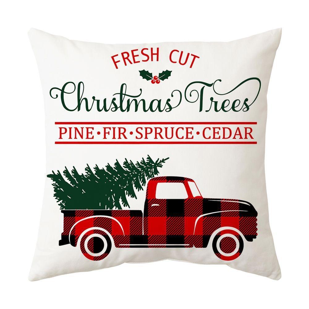 Christmas home decoration pillow cover Merry Christmas Snowman Christmas tree plaid printed cushion cover Sofa room decoration