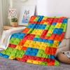 1pc Building Block Jigsaw Puzzle Blanket, Lightweight Flannel Throw Blanket for Sofa, Bed, Travel, Camping, Living Room, Office, Couch041
