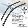 OEM Quality Premium All-Season Car Front Windshield Wiper Blades 21" + 21" J Hook U-type Universal For Chrysler Jaguar Jeep Renault