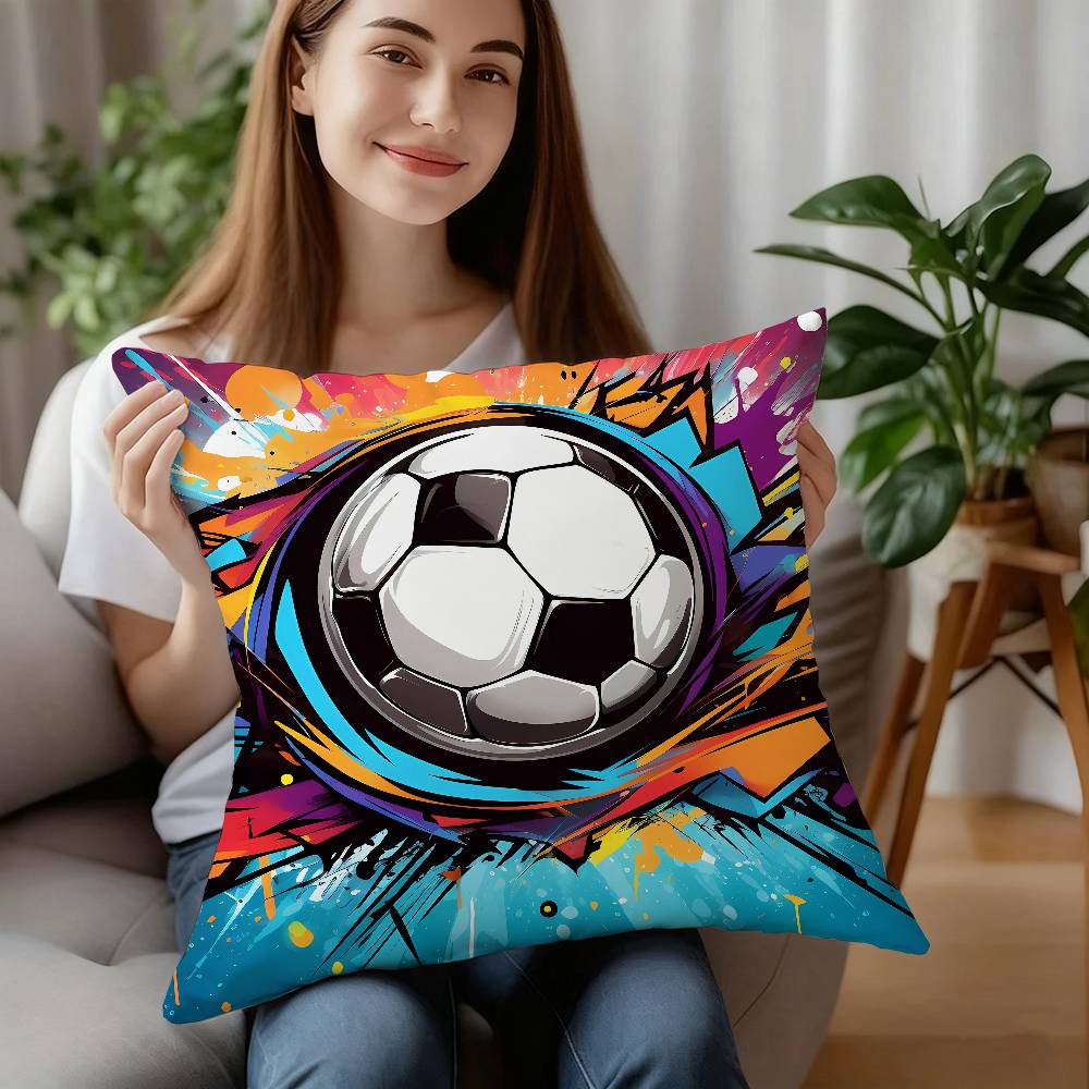 Новая декоративная наволочка для подушки с футбольным принтом для дивана, дома, двусторонняя печать, короткий плюш, чехол для подушки, праздничный подарок 12x12Inch