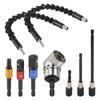 AEE2-Flexible Drill Extension Hex Shank Drill Nut Driver Bit Set, Bendable Drill Bit,Universal Socket Adapter Set