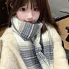 Milky Beige Plaid Thickened Scarf: Korean Style for Winter 2025
