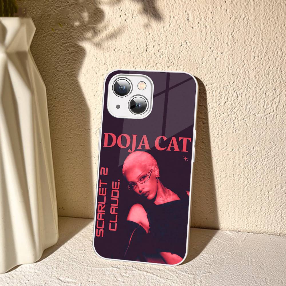 Doja Singer C-Cat For IPhone 14 13 12 Mini 11 Pro XS Max X XR 14 Plus Tempered Glass Cover