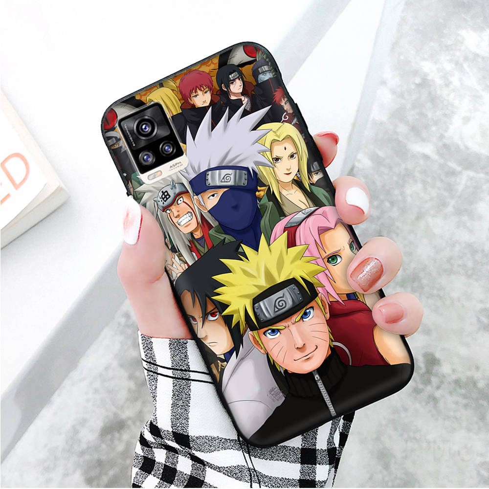Czarne etui dla Xiaomi Redmi 13C Note 9 iPhone XR 7 8 14 15 11 12 13 X XS Pro Max Samsung A25 S23 S24 FE Ultra Plus Naruto