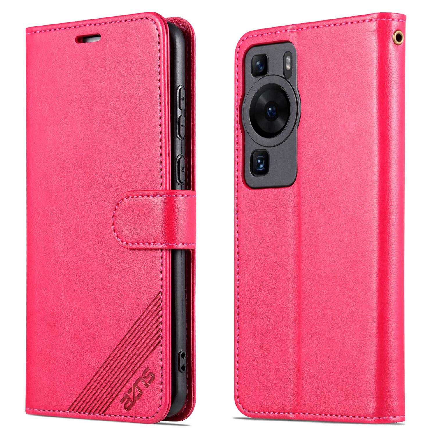 

AZNS For Huawei P60/P60 Pro Phone Case Anti-Drop PU Leather Phone Cover Protective Wallet Phone Shell Red