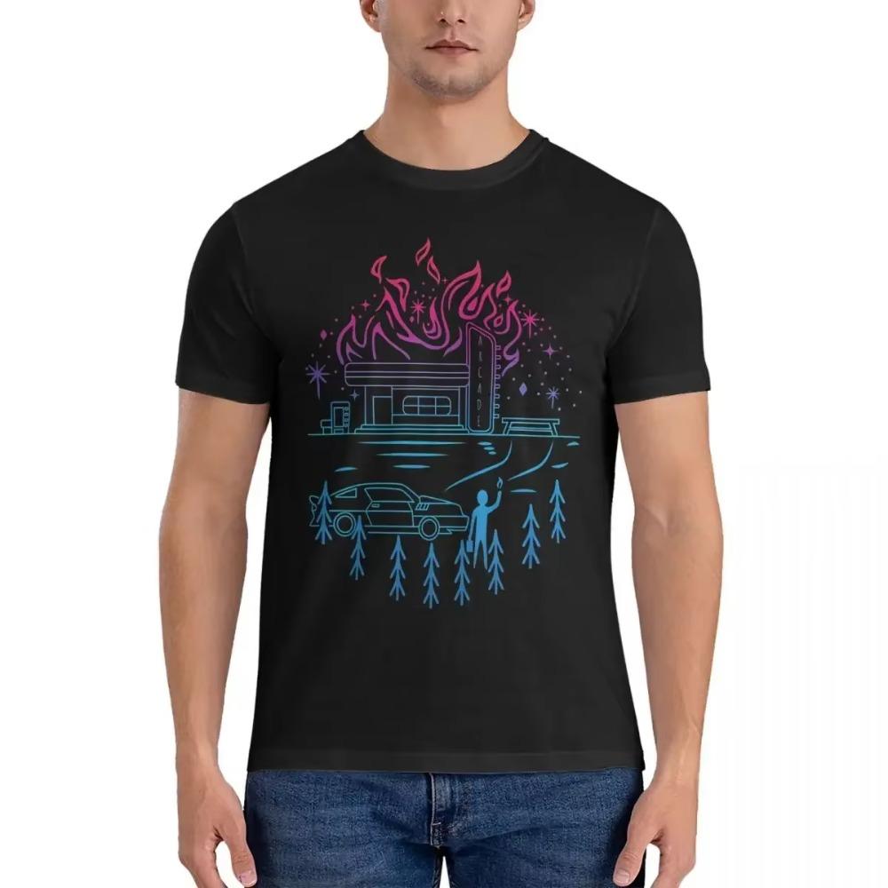 Fire T-Shirts Men  Vintage  Tee Shirt O Neck Short Sleeve T Shirt Classic Clothing