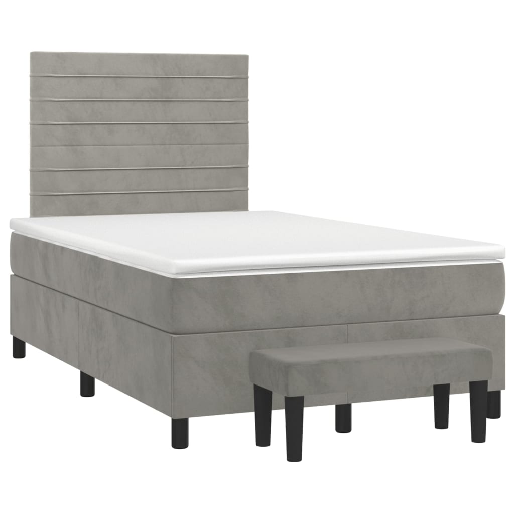 Vidaxl Letto Continentale Con Materasso, Grigio Chiaro, 120X200Cm, Velluto