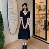Large Size Contrasting Color Polo Dress Women's Summer 2026 New Fat Mm Belly Cover and Thin Skirt Casual T-shirt Long Dress