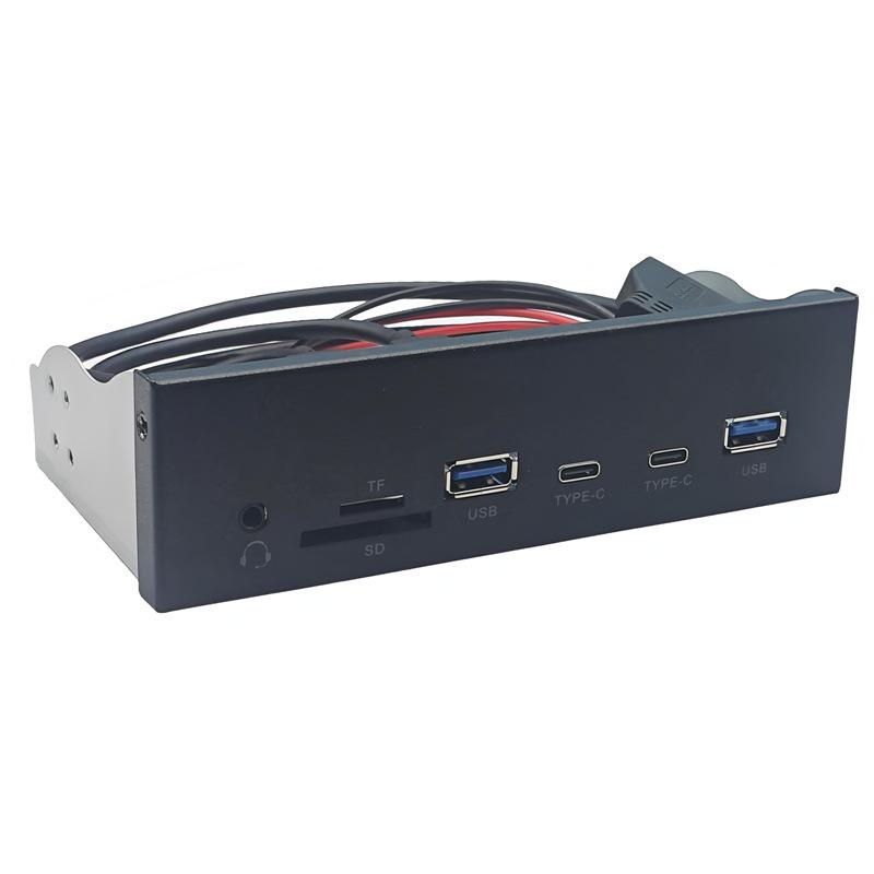 5.25-inch USB 3.2 Gen 1 Optical Drive Bay Panel with HD Audio, USB-A, USB-C, and SD/TF Card Reader