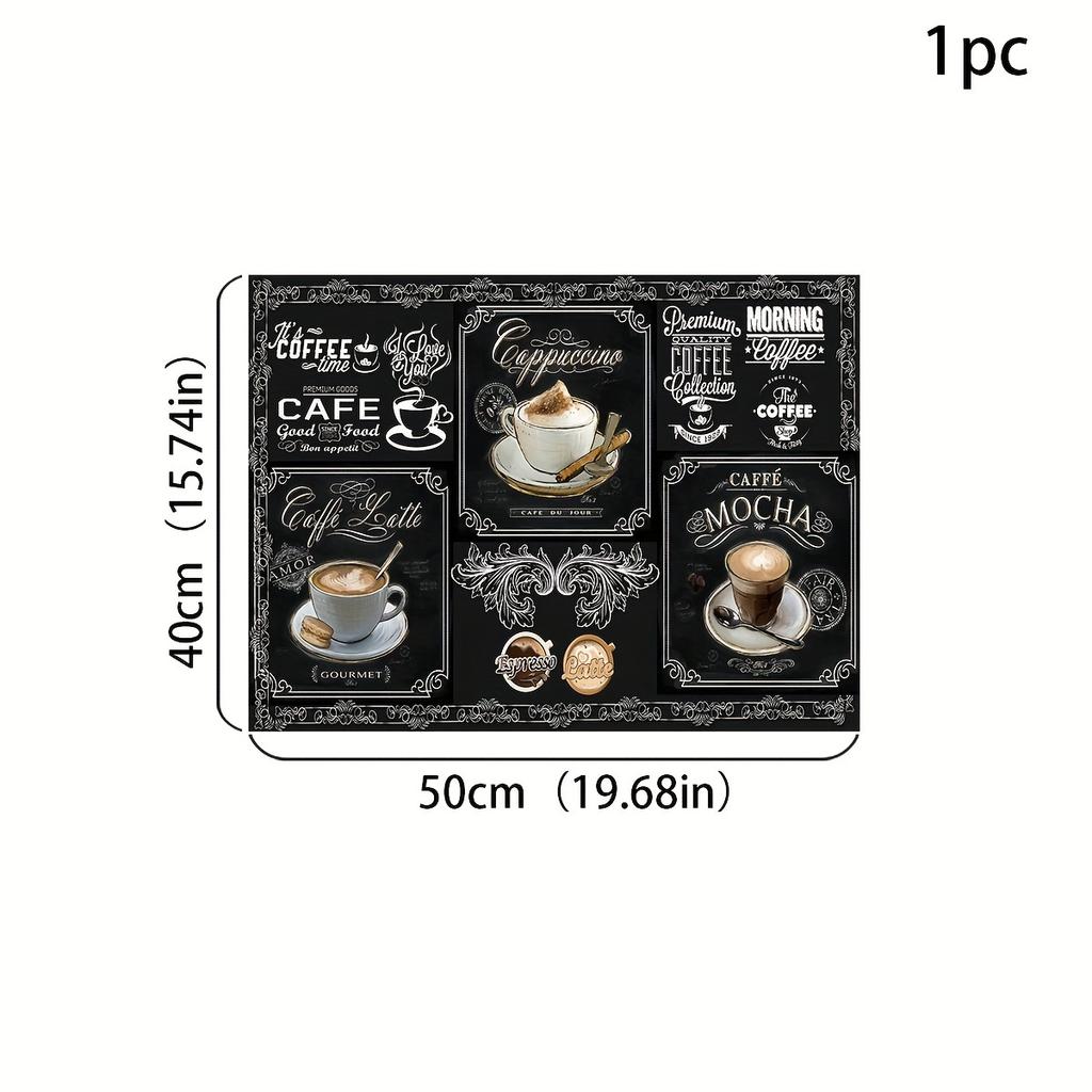 1ks Gumová sušicí podložka s retro kávovým nádobím Pro kavárny Restaurace Kuchyň Kobercové nádobí Odolné Diatom Mud Stolní podložka Pet Mat Coffee