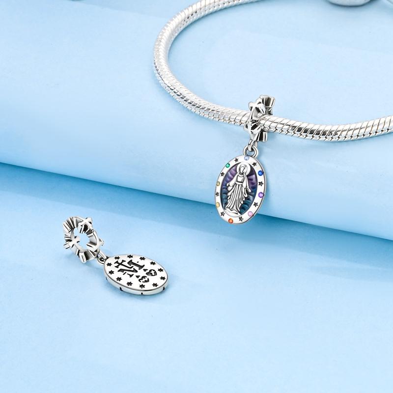 Fit Original Bracelet Copper Religion Cross Madonna Pendants Charms Beads For Women Jewelry Making Gift