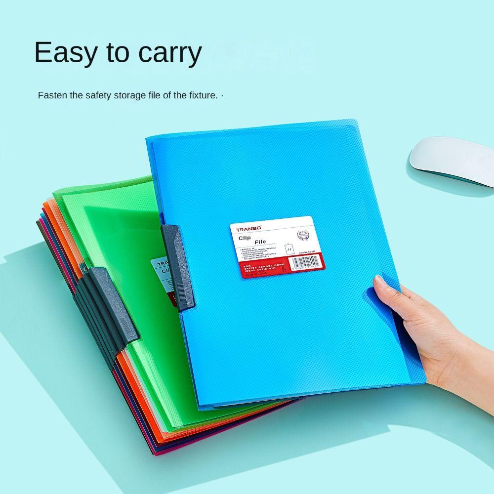 Transparent A4 Clipboard File Folder Candy Colored File Organizer Durable Document Bag