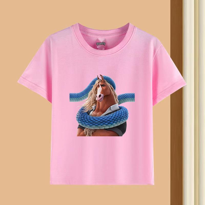 Dětské tričko s krátkým rukávem a kulatým výstřihem - 230g čistá bavlna s potiskem zvířat