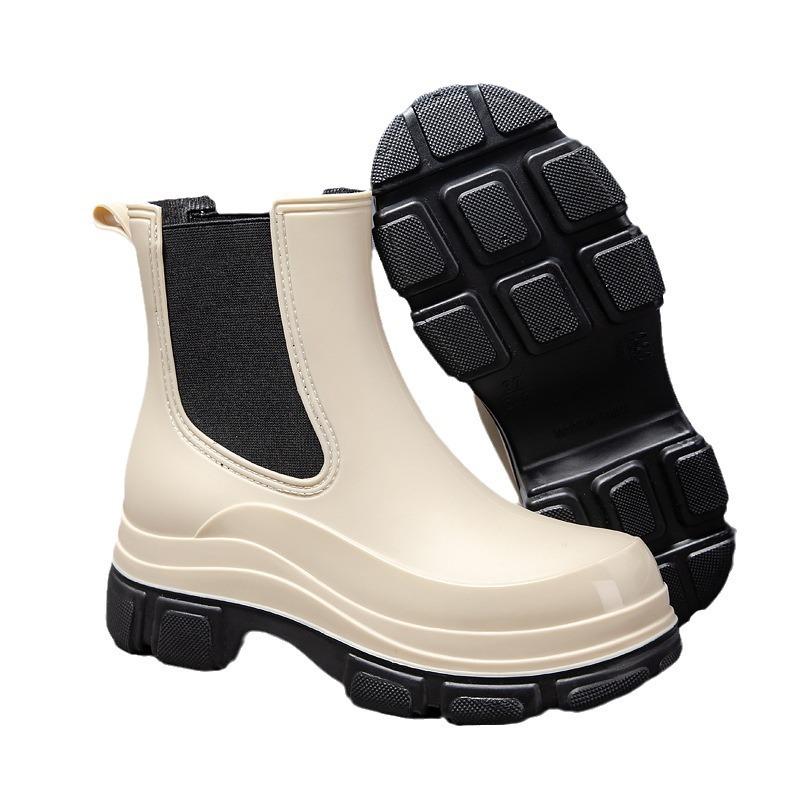 Women's elastic band new Martin rain boots platform plastic waterproof and non-slip outdoor work shoes kitchen overshoes