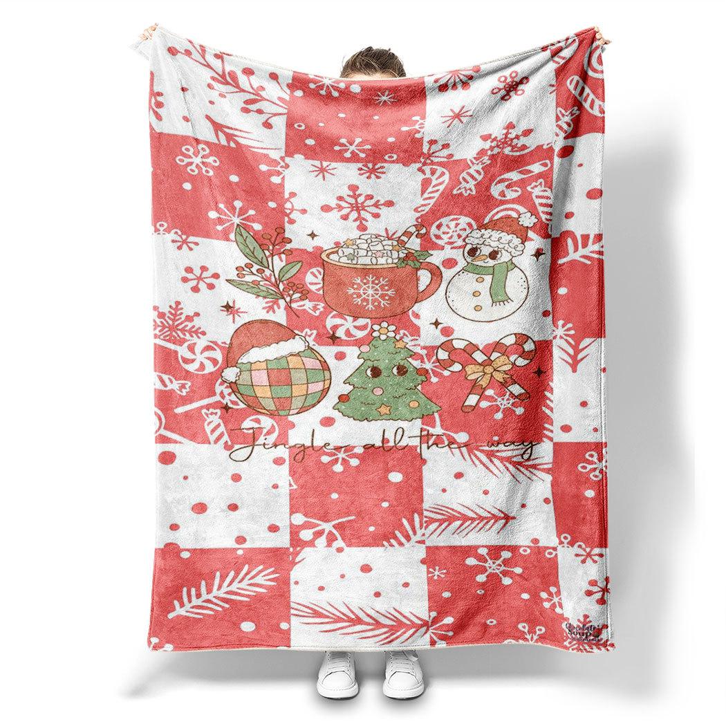 

Christmas Checkered Pattern Printed Blanket for Bed Travel Camping Living Room Office Conditioning Blanket for All Seasons Gifts 75x90cm