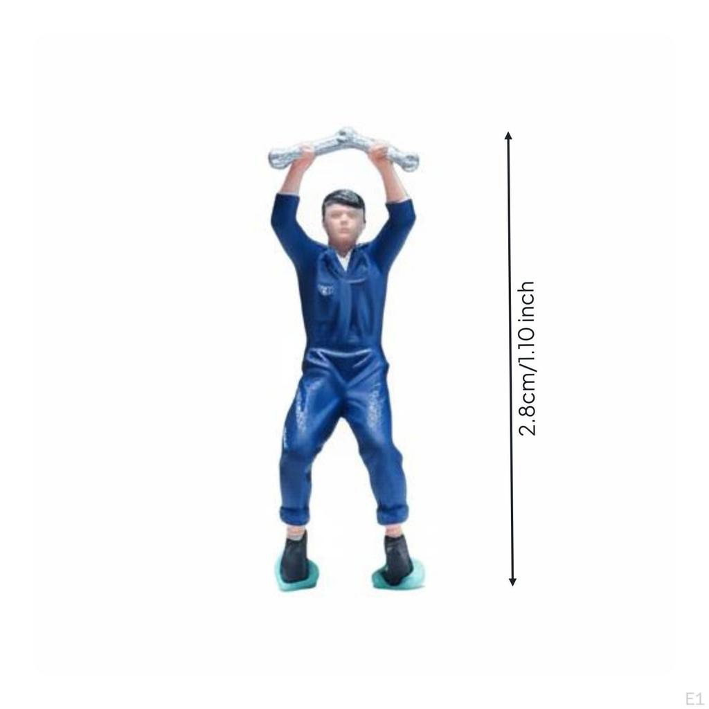 1/64 Scale Miniature Auto Mechanic Figurine Painted Mini People Automotive Repair Theme