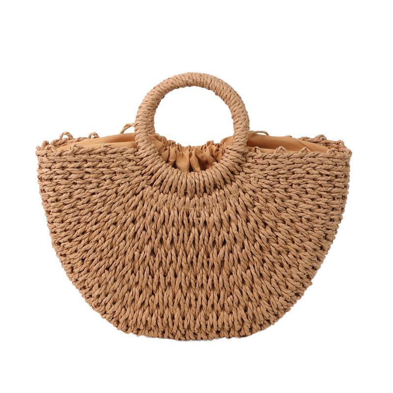 Fashion New Beach Vacation Style Portable Vegetable Basket Straw Woven Bag Mori Simple Small Fresh Versatile Messenger Bag Women