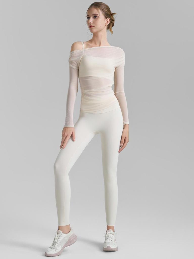 Autumn Yoga Set: Women's High-End Lycra Mesh Two-Piece with No-Show Seams