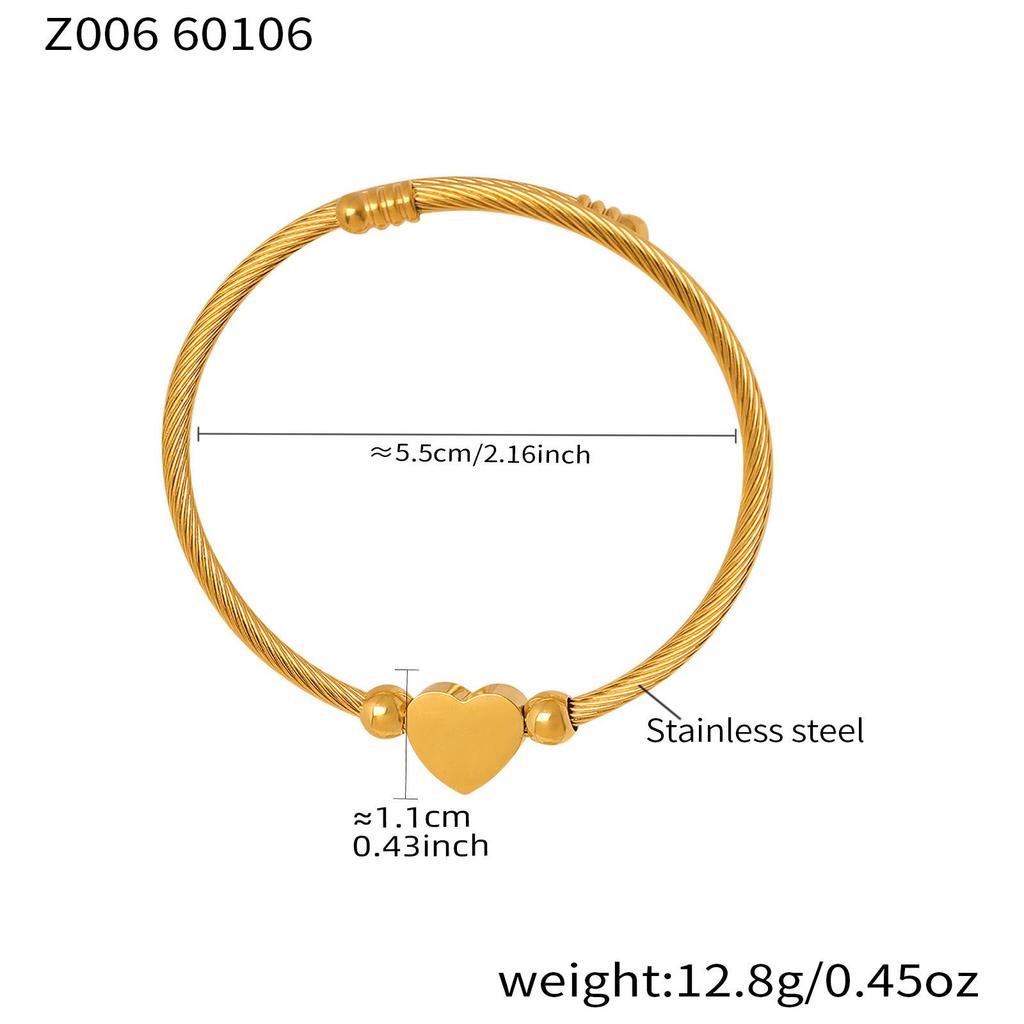 Geometric Heart Bendable Open Cuff Bracelet, 18k Gold-Plated Stainless Steel
