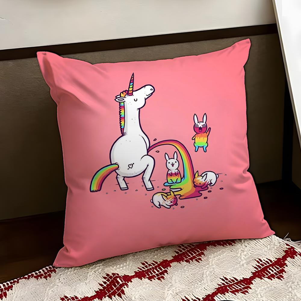 Glittering Magical Unicorn Cushion Cover Reversible Soft Durable Pillow Cover Home Car MultiScene Use for Daily Comfort