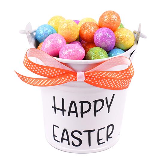 Mini påskfestdekoration Miniatyrjärnhinkprydnad med skumägg/morötter för vårfestpresenter DIY-hantverk