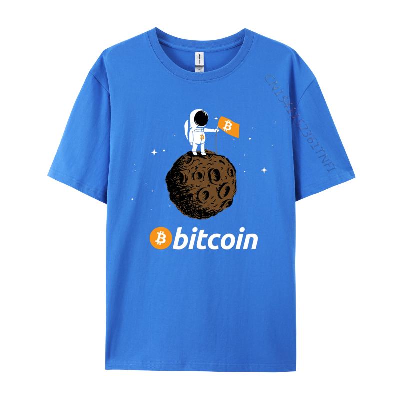 Bitcoin Tshirt Astronaut In Space Tshirts Slim Fit Customized Tshirts Crew Neck Cotton Mens Tops Shirts