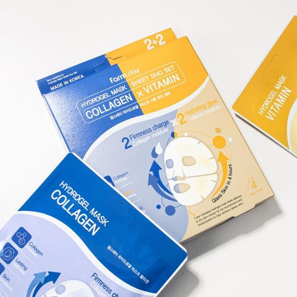 FARM STAY Hydrogel Mask Sheet Duo Set 1box (4 Sheets) 25g / 0.88 Oz Per Sheet (3 Options)