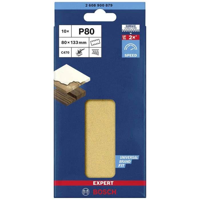 Bosch accessories expert c470 2608900879 papier abrasif pour ponceuse vibrante perforé grain 80 (l x l) 133 mm x 80 mm