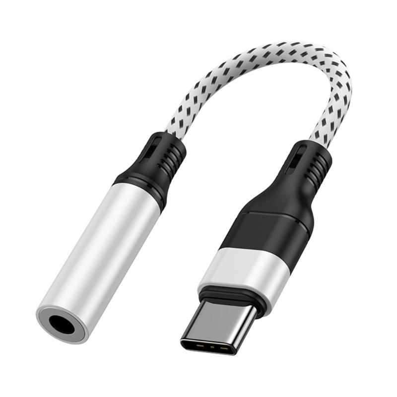Braided USB C To Headphone Adapter Audios Cable With Decoding Chip For Clear Music Playbacks And HandsFree Calling