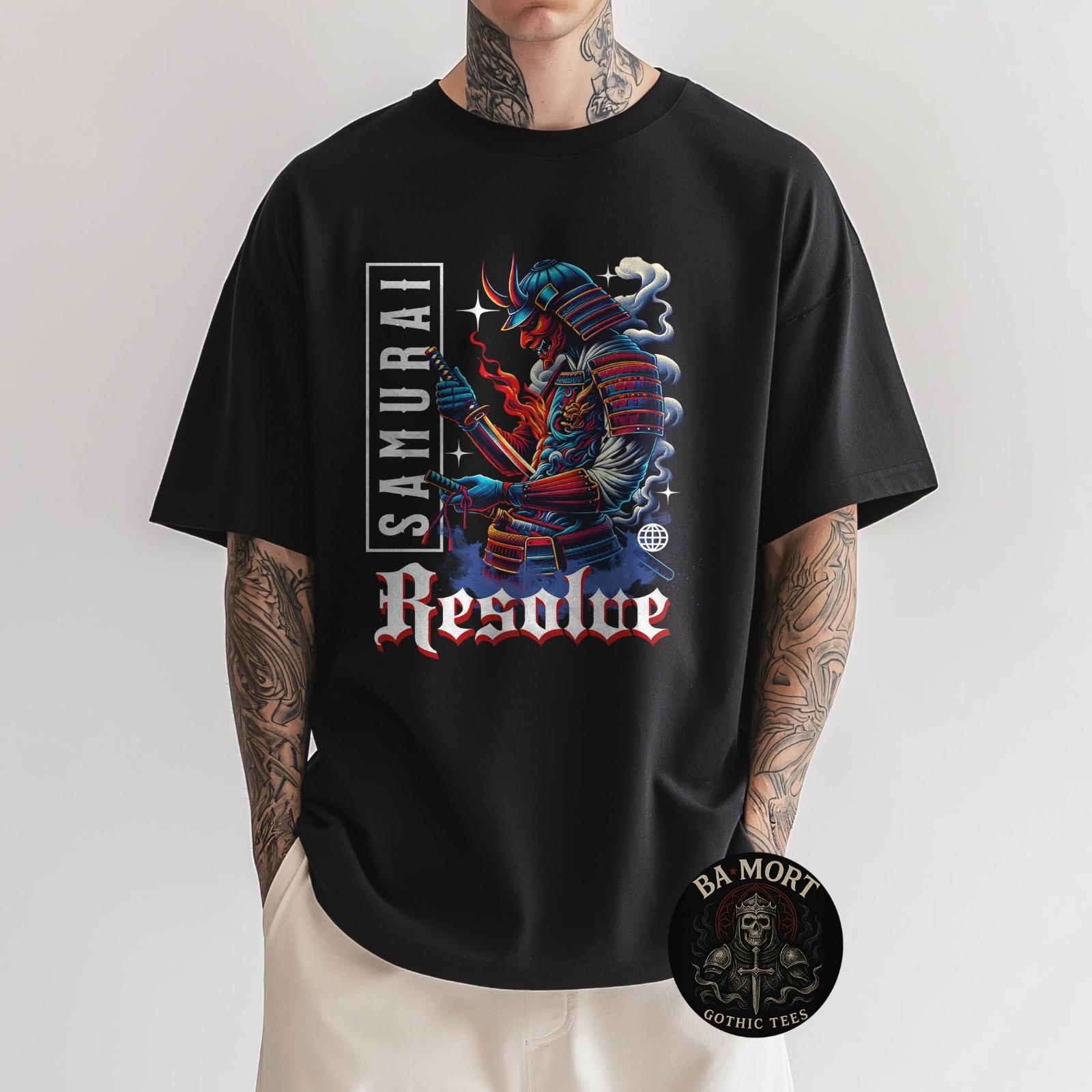 Samurai Resolve Oni Mask Japanese Gothic T-Shirt S