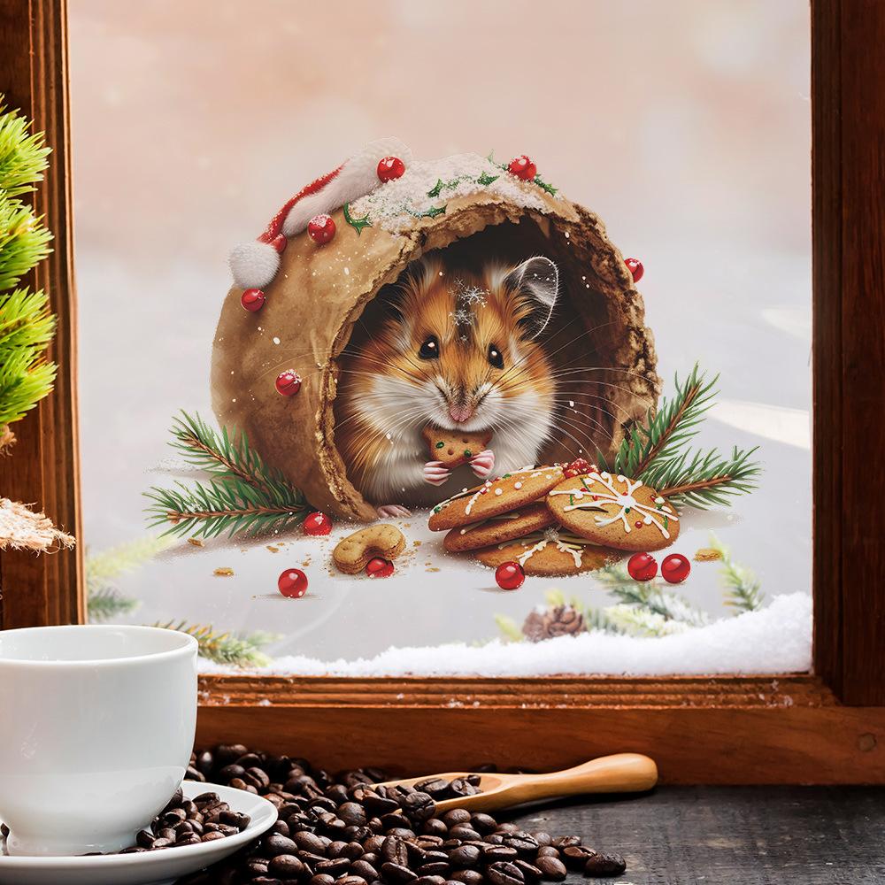 Christmas Squirrels Steal Cookies Bedroom Living Room Study Background Landscaping Wall Stickers