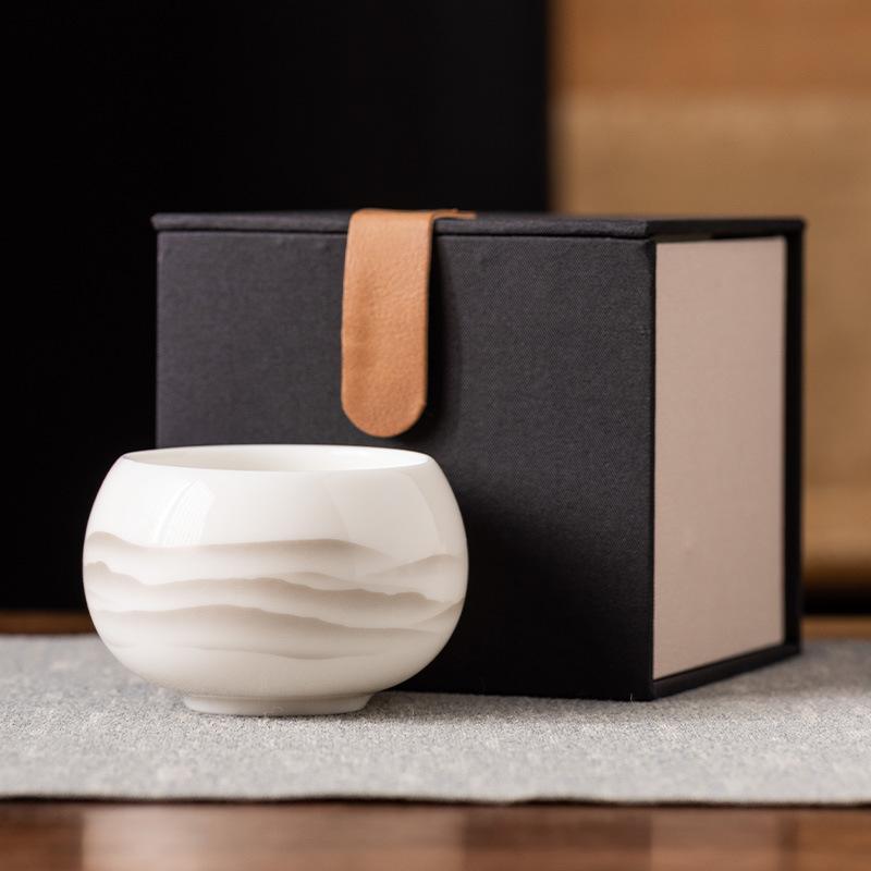 Suet Jade Ceramic Tea Teacup Chan Ji Ink Master Cup Kung Fu Tea Set High-end Tea Bowl Modern Light Luxury