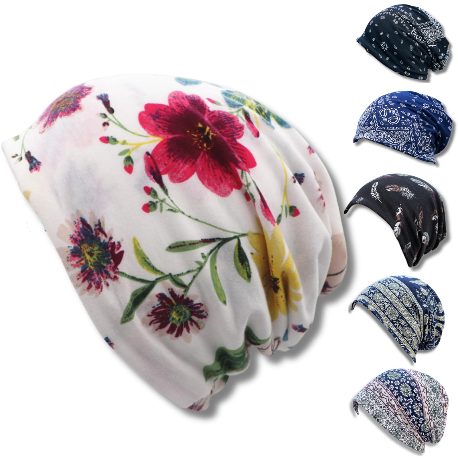 

Airtone Bandana Cap Women s Medical Cap Soft Fabric Stylish Item Non-Irritating Cold Protection Many Ways to Wear (Flower)