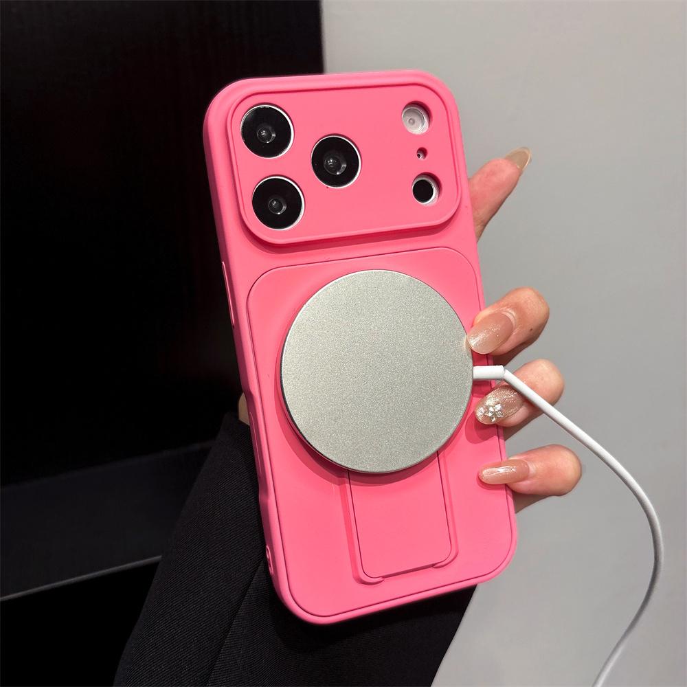 Hidden Folding Stand Magnetic Phone Case for IPhone 17 16 15 14 13 12 11 Pro Max Matte Frosted Shockproof Protection Back Cover