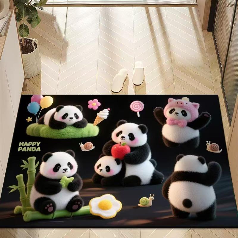 Cute Panda Diatomite Bath Mat - Super Absorbent Fast Dry Door Mat Anti-Slip Waterproof Floor Mat for Bathroom Kitchen Laundry Room