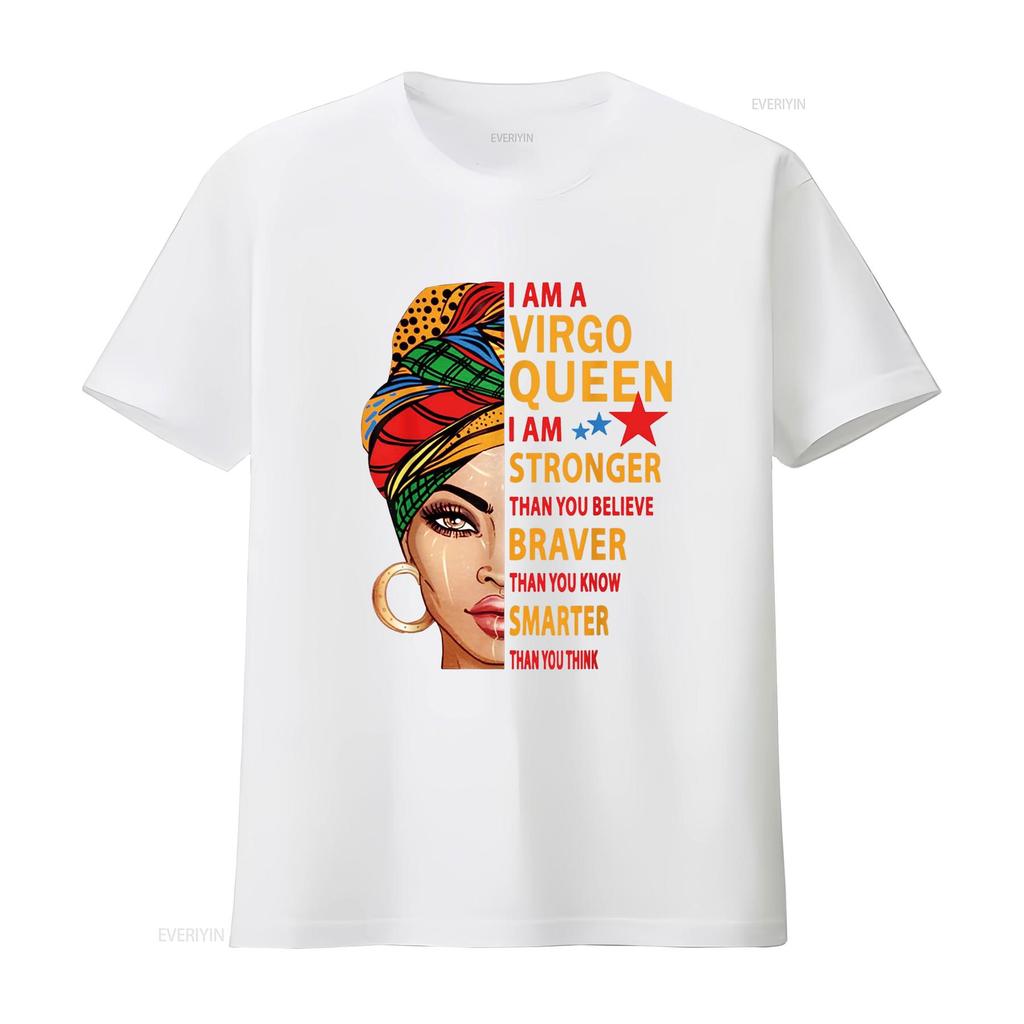 Virgo Queen I Am Stronger Birthday Gift for Zodiac T Shirt Vintage Washed Stretched Stylish Slightly Comfortable Homme Unisex