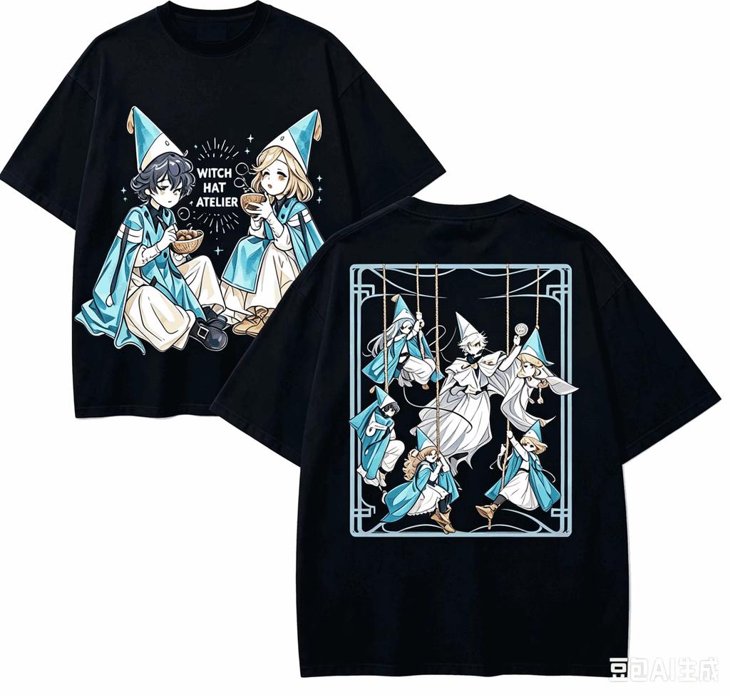 Witch Hat Atelier Coco Qifrey Agott Tetia Richeh Olruggio Kamome Shirahama Anime Unisexga Ensemble Cast Graphic Print Double Hot